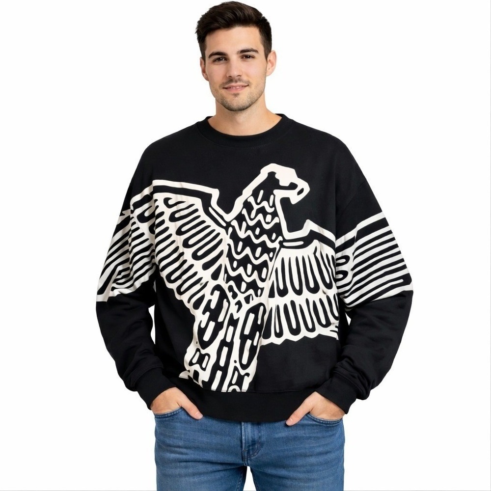 Boy‎ London Sweatshirt Mens Small Black White Eagle Graphic Crewneck  1976 Logo